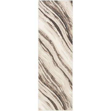 Sustainable Trends SUT05 Modern Abstract Marble Wave Hi Low Textured Soft Recycled Polyester Low Profile Durable Short Pile Beige/Grey/Cream/Taupe Runner-Nourison-Rug Love - The Most Loved Rug Store